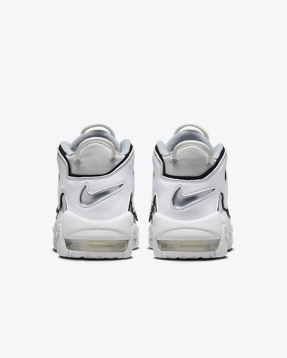 Nike uptempo white silver hotsell